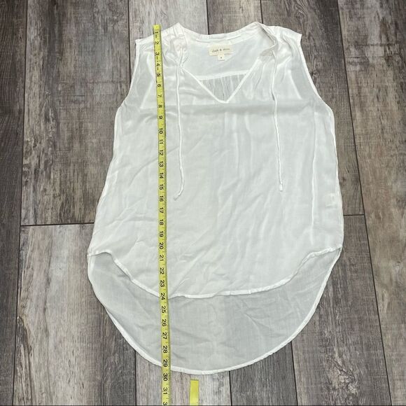 Anthropologie Cloth & Stone Sleeveless Blouse White High Low Hem Sheer Sz Small - Picture 10 of 13